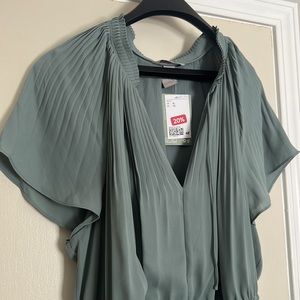 H&M dusty teal pleated midi dress. Size XL. NWT.